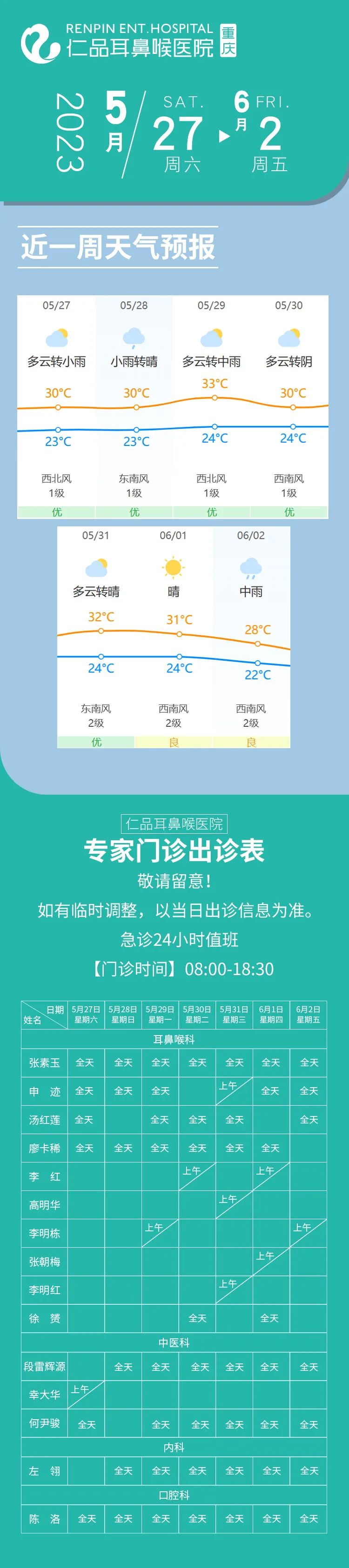 仁品专家门诊出诊表